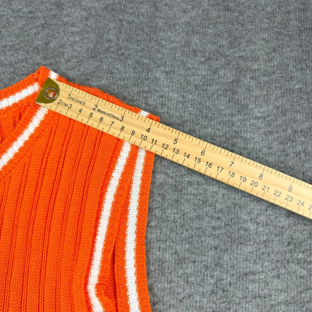 C&C California Orange Ribbed Knit Sleeveless Mini Dress Medium - Picture 5 of 7